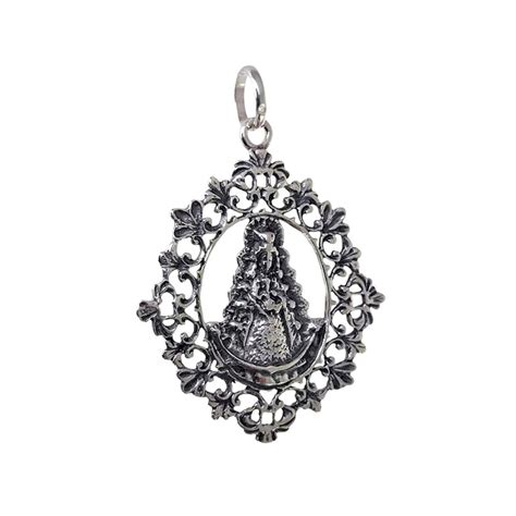 Virgen Del Roc O Colgante Medalla Plata Ley M Unisex Mm Detalle