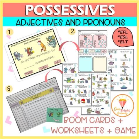 Esleflesol Possessive Adjectives And Pronouns Boom Cards