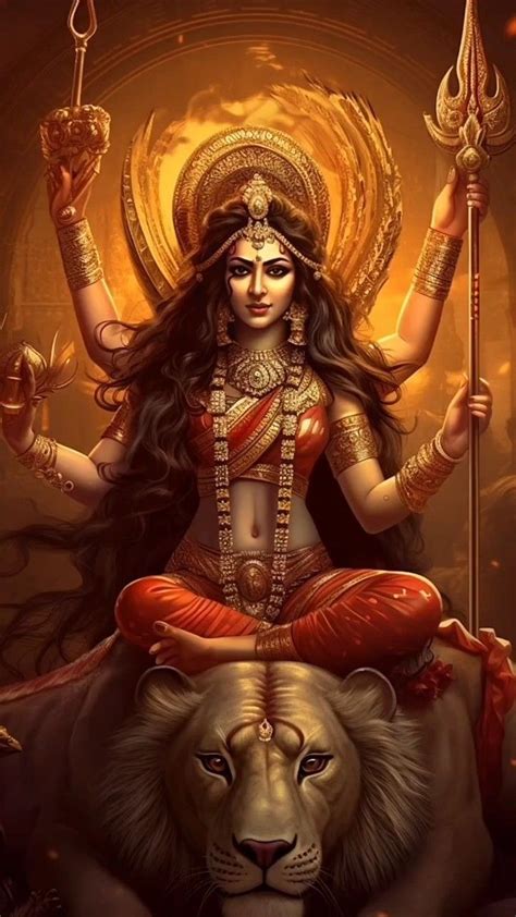 Maa Durga Sherawali Hindu Art God Artwork Durga