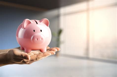 Premium AI Image Hand Presenting A Pink Piggy Bank In An Office