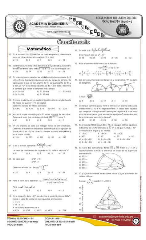 Pdf Examen De Admisi N Solucionario Examen Uncp Examen De