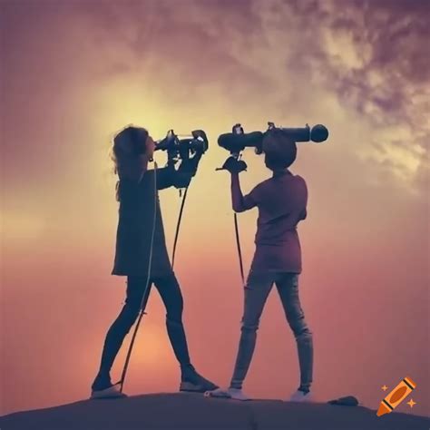 People Observing The Sky Through A Telescope On Craiyon