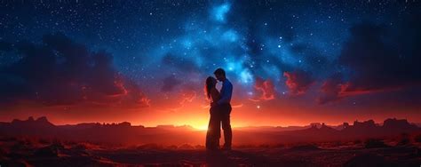 Una Pareja Bailando Bajo Las Estrellas En Un Papel Tapiz Del Desierto