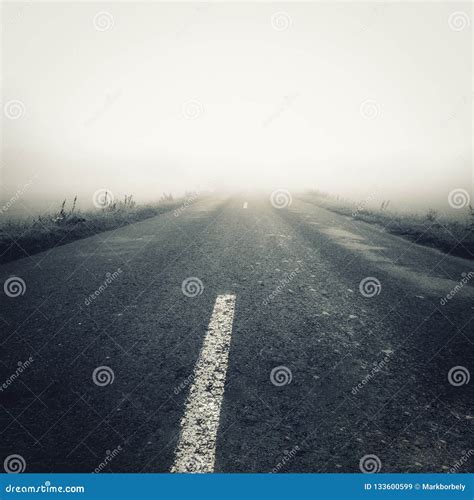 Empty Foggy Asphalt Road in the Autumn Season Stock Image - Image of nature, transportation ...