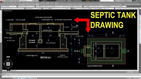 How To Draw Septic Tank In Autocad Youtube