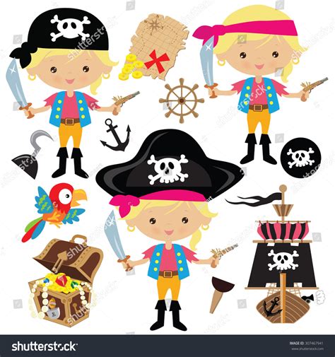 Cute Girl Pirate Vector Illustration Stock Vector Royalty Free 307467941