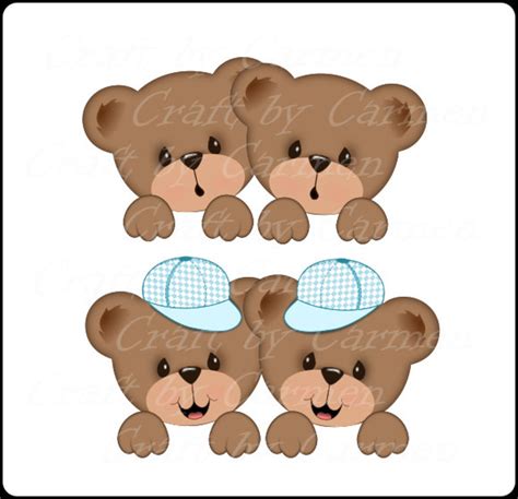 Twins teddy bear clip art cute teddy bears bear baby | Etsy