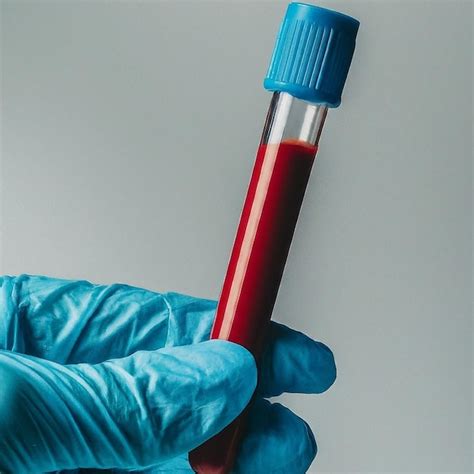 Premium Photo Gloved Hand Holding A Vial Of Blood For Laboratory Analysis