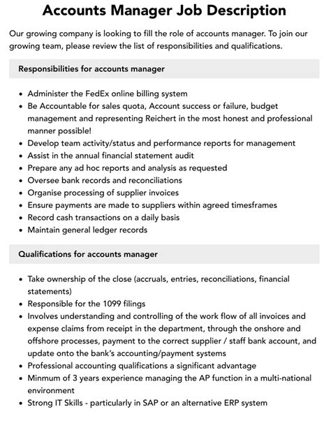 What Are The Roles And Responsibilities Of Accounts Manager