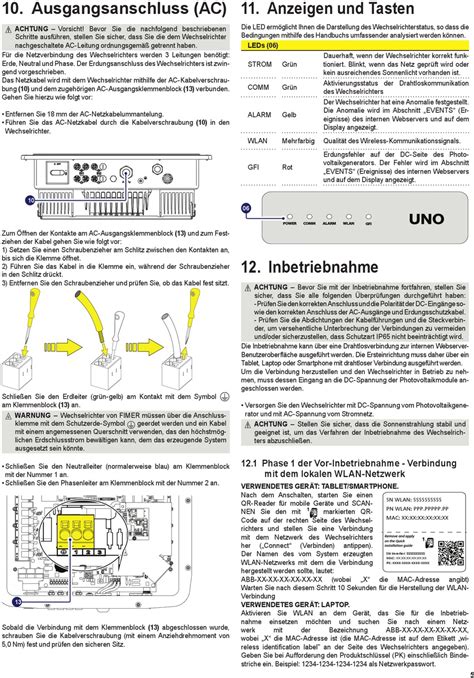 Ausgangsanschluss Ac Anzeigen Und Tasten Fimer Uno Dm Tl Plus