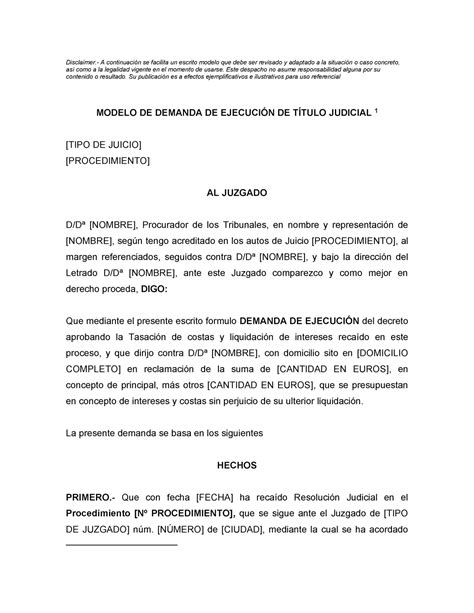 Total 98 Imagen Modelo De Escrito De Ejecucion De Sentencia Civil