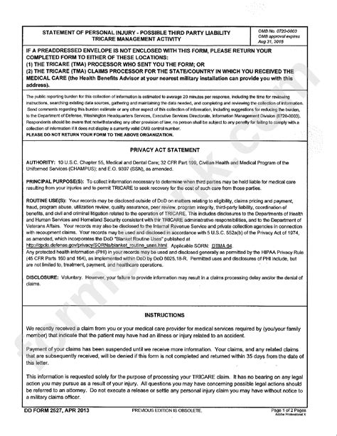 Printable Dd Form 2527 Fillable