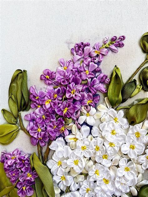 Branch Of Lilac Embroidery With Silk Ribbons Etsy