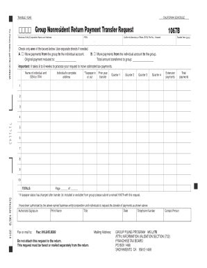 Fillable Online Group Nonresident Return Payment Transfer Request Fax