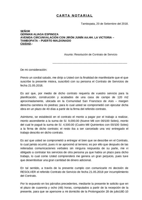 Carta de Resolución de Contrato por Incumplimiento Jurídico Fácil