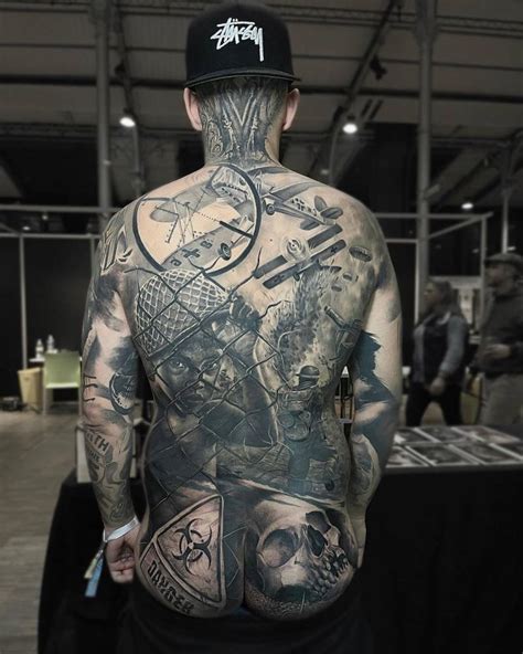 War Themed Body Suit Tattoo