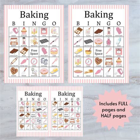 Baking Bingo Baking Birthday Party Game Baking Party Games Etsy