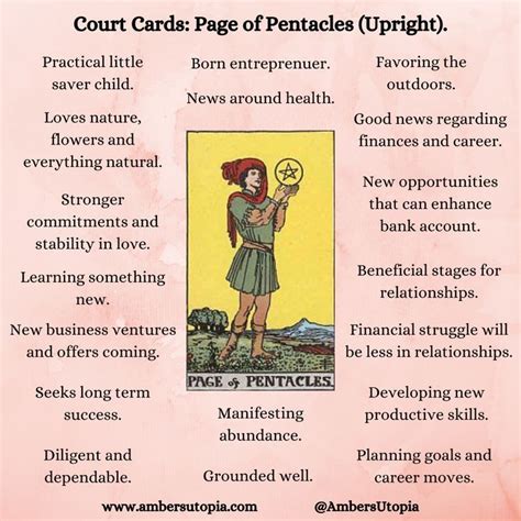 Page Of Pentacles Upright Court Cards Tarot Card Meanings