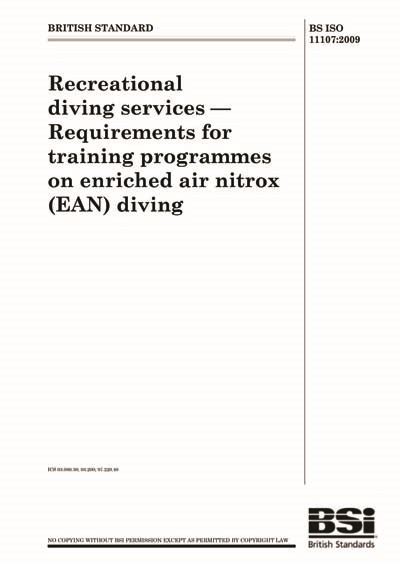 BS ISO 11107 2009 Recreational Diving Services Requirements For