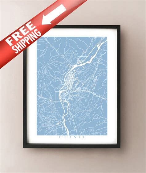 Fernie BC Map Poster Print British Columbia Canada - Etsy