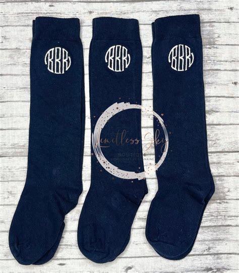 Monogrammed Knee High Socks Cotton Etsy