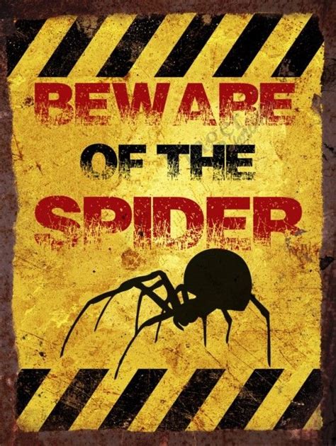 Beware00021 Vintage Metal Wall Sign Beware Of The Spider Metal Wall