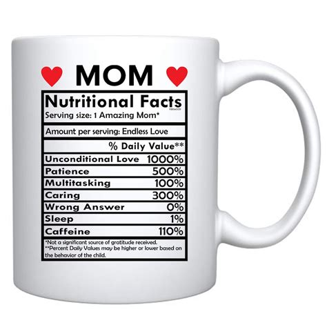 Mom Nutritional Facts White Ceramic Coffee Mug Funny Birthday Mother S