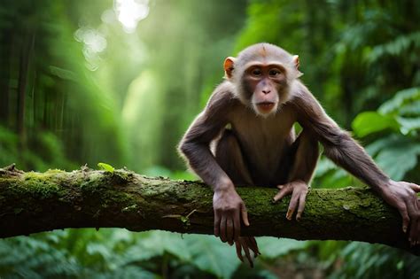 Premium Photo | A monkey in the jungle with a green background