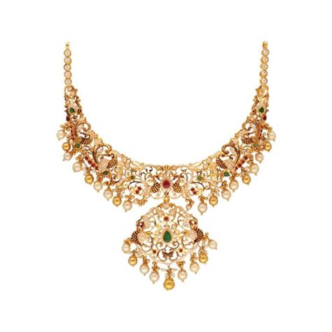 Buy Kt Cz Studded Peacock Pachi Work Gold Necklace Vg Online