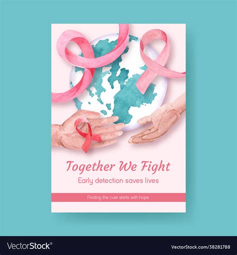 Poster template with world cancer day concept Vector Image