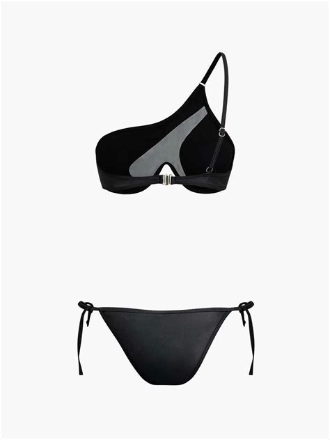 Sling Transparan Detaylı Siyah Bikini Takımı