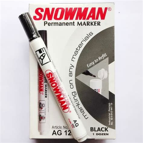 Jual GROSIR SPIDOL SNOWMAN AG12 PERMANENT WARNA HITAM 1 PAK ISI 12