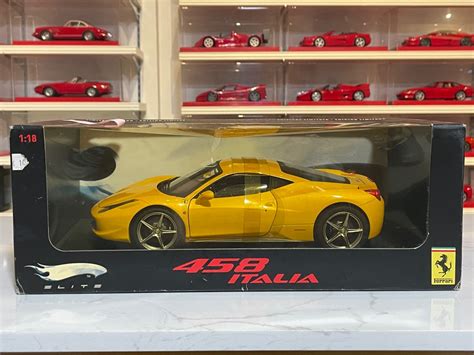 1 18 HOT WHEELS ELITE FERRARI 458 ITALIA Metallic Yellow Hobbies Toys Toys Games On