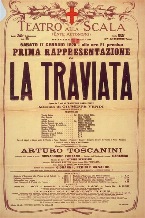 Locandina Per La Traviata Di Giuseppe Verdi Teatro Alla Scala ART