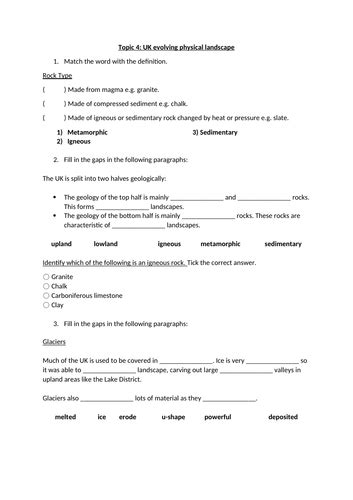 Edexcel Geography Gcse Revision Sheets Paper 2 Teaching Resources