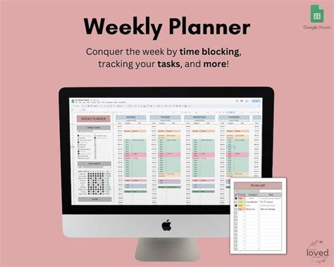 Weekly Planner Google Sheets Template Weekly Schedule Weekly Schedule ...