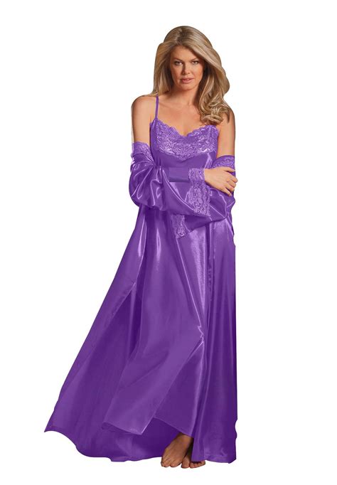 Plus Size Long Satin Peignoir Set By Amoureuse® Plus Size Sleep Gowns