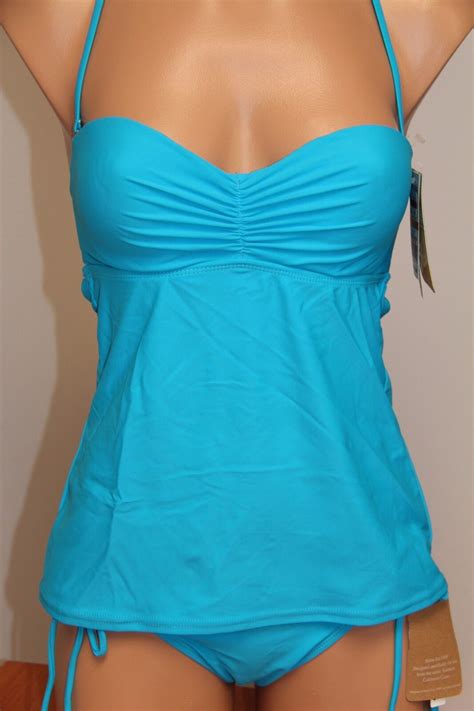 Nwt Hobie Swimsuit Bikini Tankini Pc Set Sz S Azl Bandeau Adj Sides