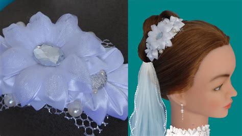 Свадебная заколка для волос своими руками. Канзаши. / DIY Wedding ...
