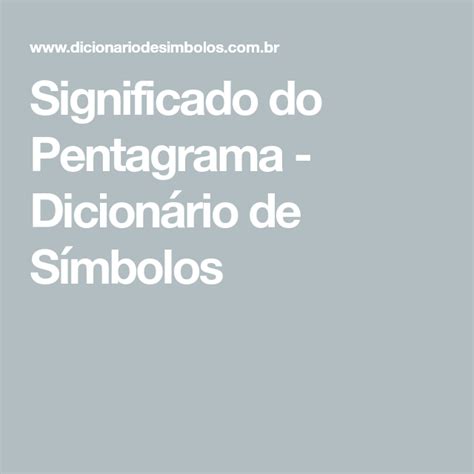 Significado do Pentagrama Dicionário de Símbolos