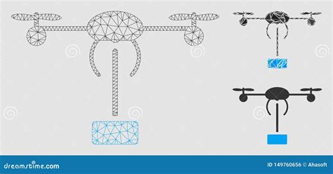 Copter Shipment Vector Mesh Network Model And Triangle Mosaic Icon