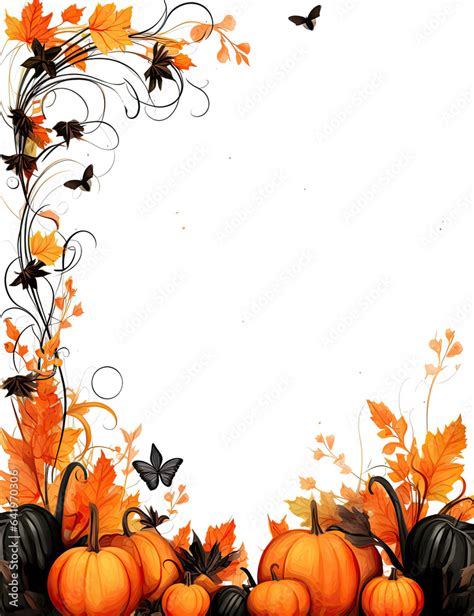 orange and black halloween border frame on plain white background Stock ...