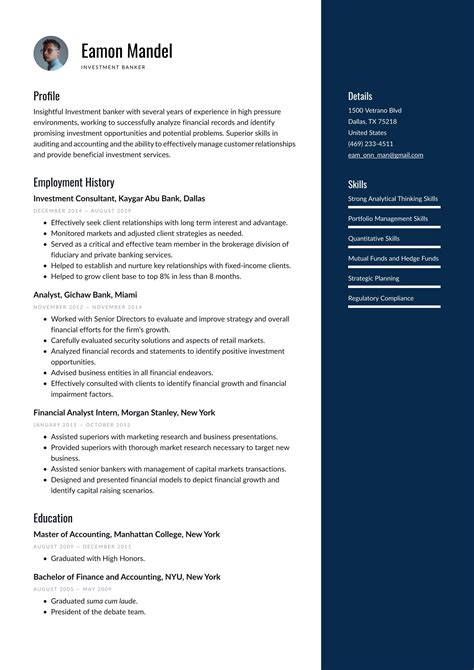 Investment Banker Resume Examples Templates 2025 Resume Io