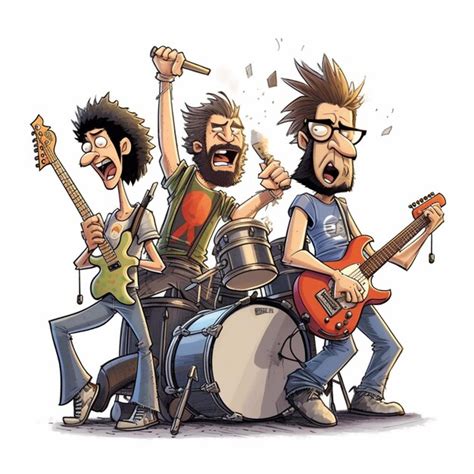 Premium Photo Cartoon Of A Band Of Rock Musicians With Guitars And A