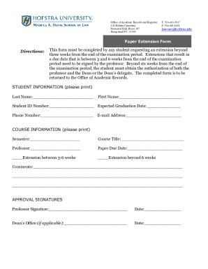 Fillable Online Law Hofstra Paper Extension Form Fax Email Print