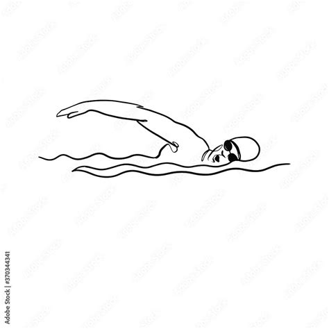 One Continuous Line Drawing Of Professional Swimmer Man Swimming