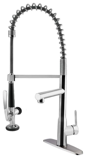 Industrial Kitchen Faucet High Arc Spout And Pull Down Sprayer Polished Chrome Contemporary