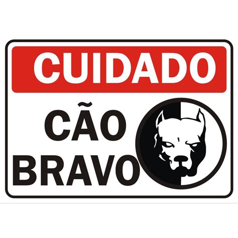 Placa Cuidado Cão Bravo Shopee Brasil