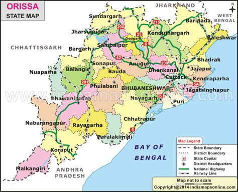 Physical Map Of Odisha