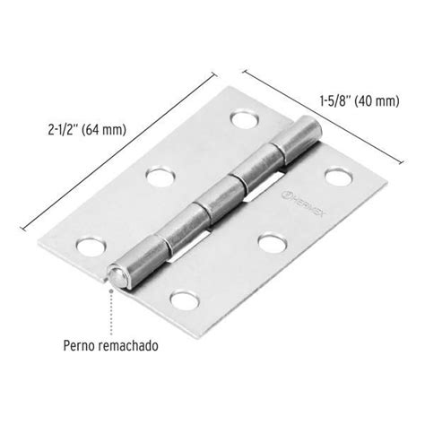 Bisagra Rectangular De Acero Pulido X Cabeza Media Bola